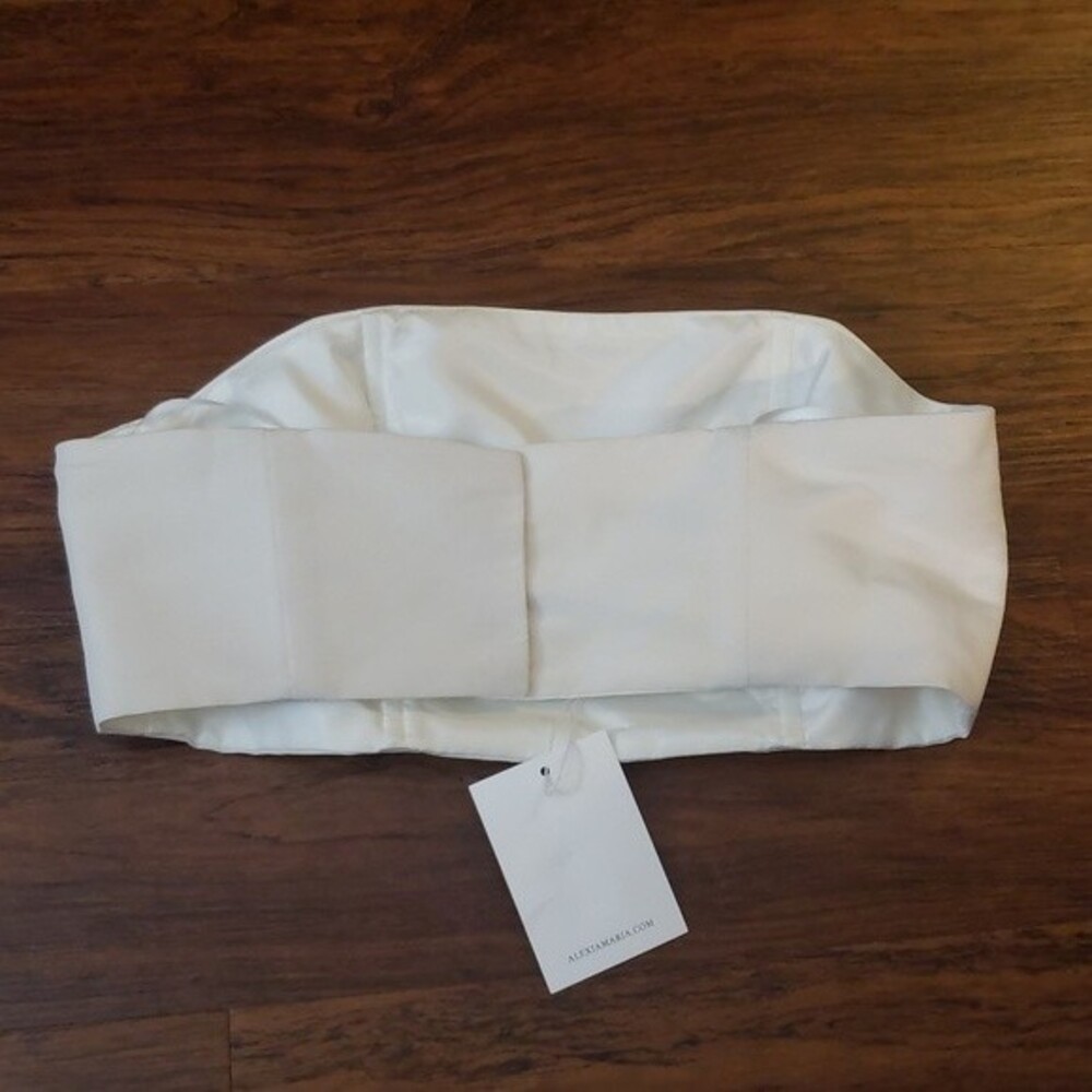 NWT Alexia Maria White Dressy Statement Girly Evening Party Silk Bustiera Size 4 - Picture 6 of 6